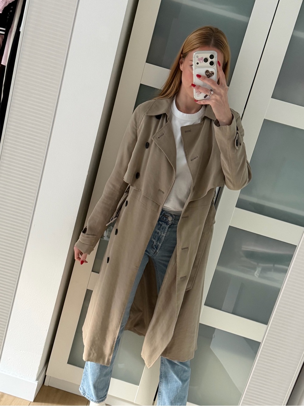 Simply Vera Wang Classic Long Trench Coat in Taupe - Women